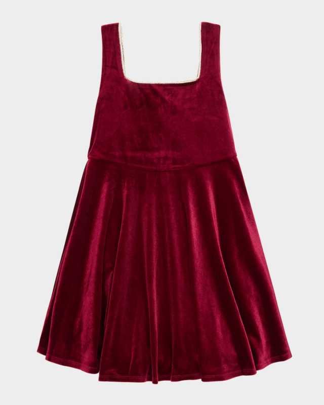 Girl's Gracie Velour Mini Dress, Size 7-14